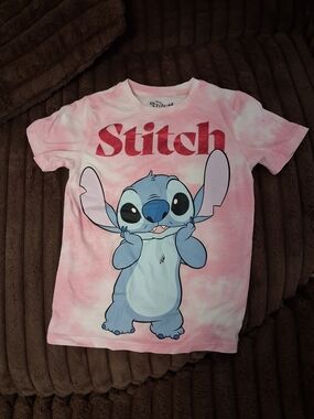 Disney Stitch Pink Tie-Dye Graphic Tee Girls Medium